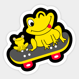 Frog On Skateboard Cute Sticker